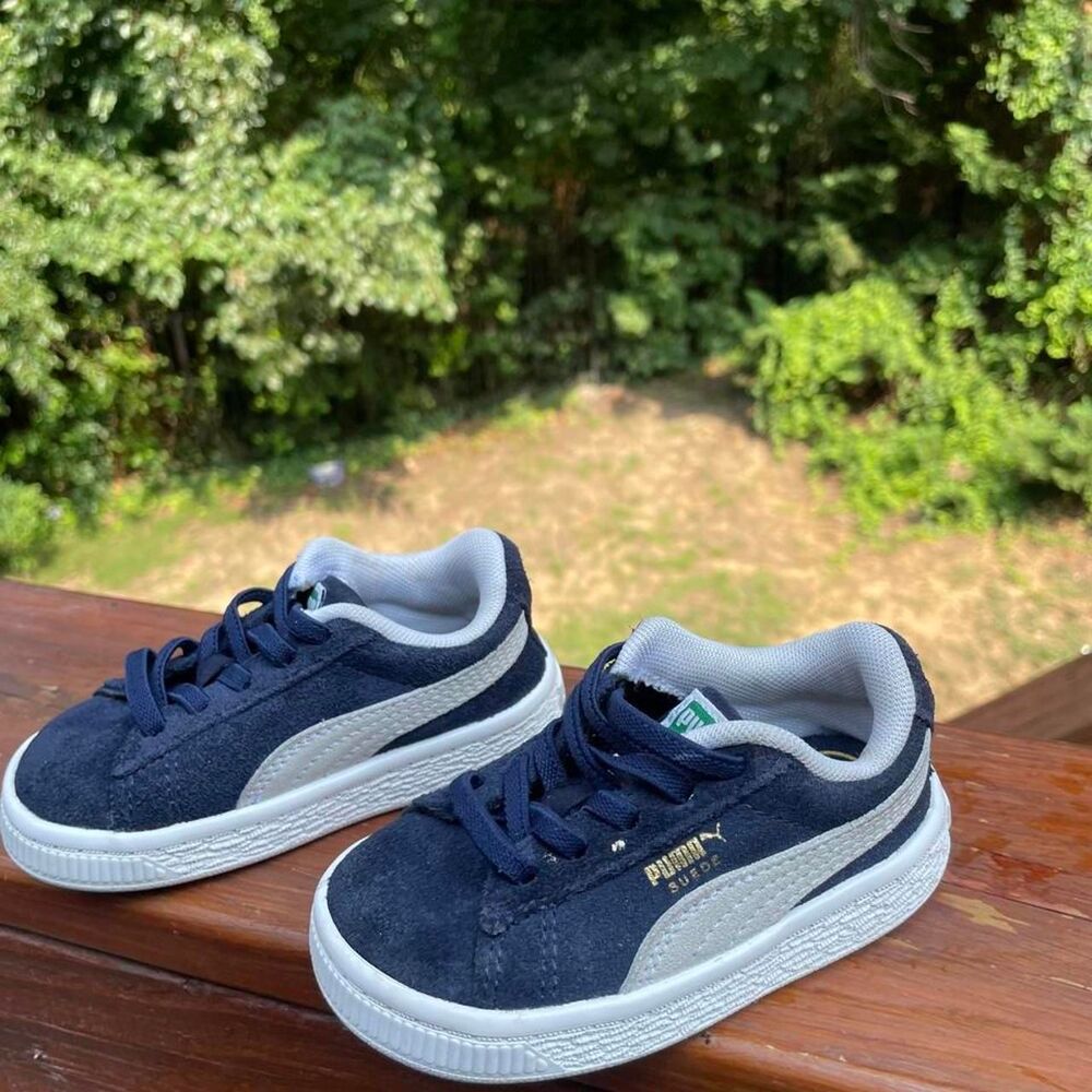 Puma Toddler 5 Blue and White Easy On Sneakers